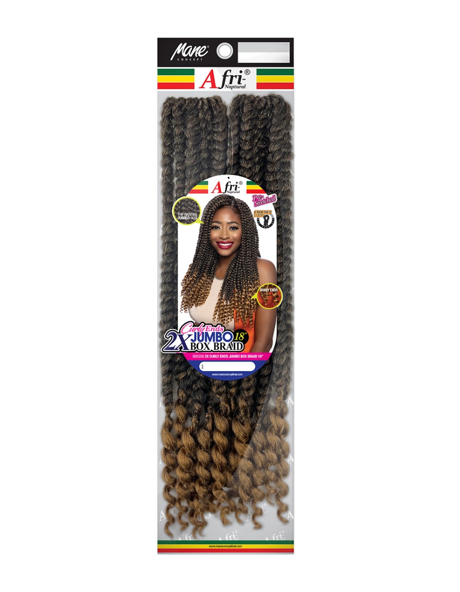 2X CURLY ENDS JUMBO BOX BRAID 18" loading=