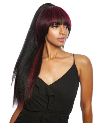 バッグ ponytail Yaky Straight Ponytail with Bangs Long Drawstring Ponytail