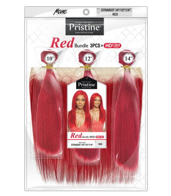 PRW1312 XXS~XL RED BUNDLE STRAIGHT 3PCS + HD 13X4 CLOSURE