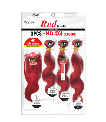 PRW4411 - PRISTINE RED BUNDLE BODY WAVE - 3PCS+ HD 4X4 CLOSURE