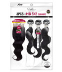 PEW5501 - 11A BODY WAVE 3PCS+ HD 5X5 CLOSURE XXS~L
