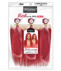 PRW1312 XXS~XL RED BUNDLE STRAIGHT 3PCS + HD 13X4 CLOSURE