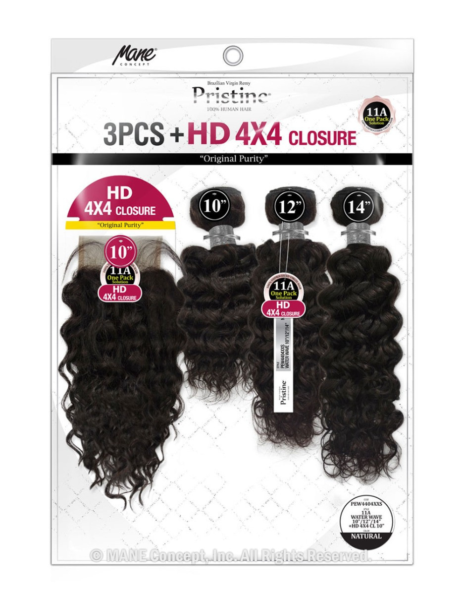 PEW4404 - 11A WATER WAVE 3PCS+ HD 4X4 CLOSURE