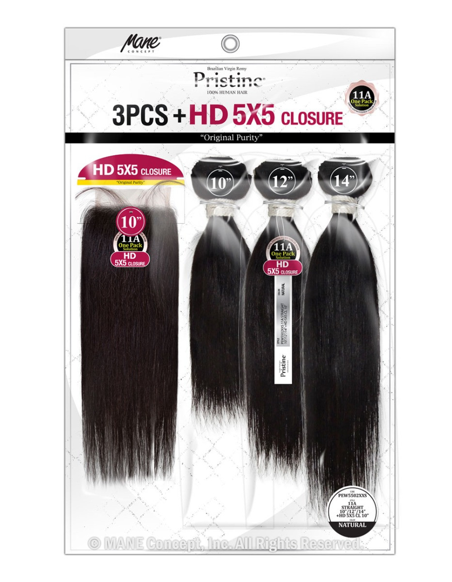 PEW5502 - 11A STRAIGHT 3PCS+ HD 5X5 CLOSURE