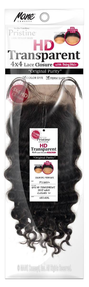 PTC443 - 4X4 HD TRANSPARENT DEEP WAVE CLOSURE